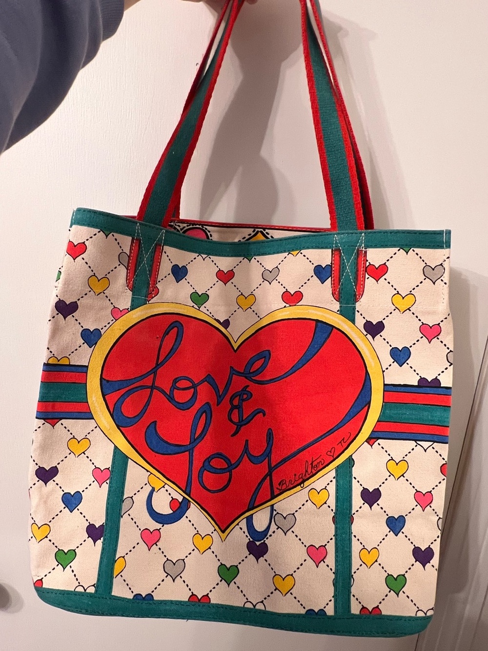 BRIGHTON LOVE AND JOY VINTAGE CANVAS COTTON TOTE BAG ✨